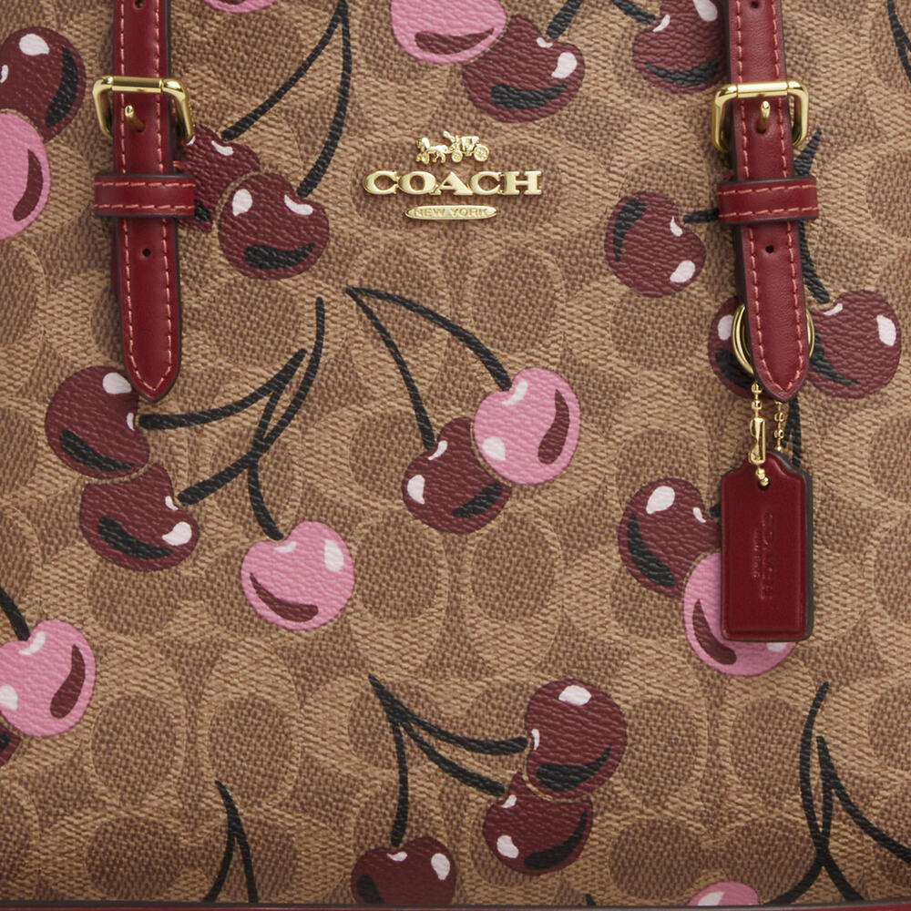 Mollie Tote Bag 25 In Signature Canvas With Cherry Print